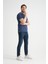 Açık Lacivert Erkek T-Shirt Nefes Alabilen Esnek Pamuklu Kumaş Regular Kalıp Minimal Logolu 3