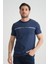 Açık Lacivert Erkek Tişört %100 Pamuk Nefes Alan Bisiklet Yaka Regular Fit 2