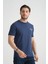 Açık Lacivert Erkek Tişört Pamuk Premium Kalite Minimal Tasarım Regular Kalıp 5