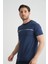Açık Lacivert Erkek Tişört %100 Pamuk Nefes Alan Bisiklet Yaka Regular Fit 4