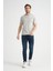 Açık Lacivert Erkek T-Shirt Nefes Alabilen Esnek Pamuklu Kumaş Regular Kalıp Minimal Logolu 2