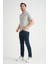 Açık Lacivert Erkek T-Shirt Nefes Alabilen Esnek Pamuklu Kumaş Regular Kalıp Minimal Logolu 4