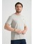 Açık Lacivert Erkek T-Shirt Nefes Alabilen Esnek Pamuklu Kumaş Regular Kalıp Minimal Logolu 5