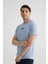 Minimal Baskılı Pamuklu Kumaş Standart Kalıp Taş Rengi Erkek T-Shirt 5