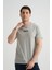 Minimal Baskılı Pamuklu Kumaş Standart Kalıp Gri Erkek T-Shirt 1