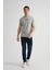 Minimal Baskılı Pamuklu Kumaş Standart Kalıp Gri Erkek T-Shirt 2