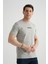 Minimal Baskılı Pamuklu Kumaş Standart Kalıp Gri Erkek T-Shirt 3