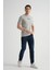 Minimal Baskılı Pamuklu Kumaş Standart Kalıp Gri Erkek T-Shirt 4