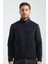 Premium Kışlık Erkek Polar Sweatshirt Minimal Nakış Detayları Fermuarlı Regular Fit 3