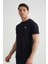Esnek Pamuklu Standart Kalıp Minimal Logolu Siyah Erkek T-Shirt 3