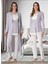 Dvina Lohusa Sabahlıklı Pijama Takımı Ekru-Lila - 9054 1