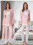 Dvina Lohusa Sabahlıklı Pijama Takımı Ekru-Pembe - 9054 1
