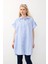 Yandan Yırtmaçlı Çizgili Poplin Tunik Açık Mavi 9283 3