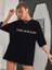 Kadın Bisiklet Yaka Baskılı T-Shirt - Siyah 1