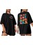 Kadın Bisiklet Yaka Kısa Kol Baskılı T-Shirt - Siyah 2
