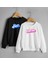 Baskılı Unisex Kışlık Sweatshirt 2'li Combin Siyah ve Beyaz 1