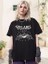 Kadın Bisiklet Yaka Baskılı T-Shirt - Siyah 3