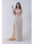 Gold Drape Yaka Detaylı Payet Işlemeli Uzun Kuşaklı Abiye 9705470.122 2