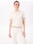Polo Yaka Normal Çizgili Ekru Kazak Kadın F5SL-KZK0103 1