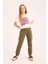Kız Çocuk Boxy Fit Bisiklet Yaka Baskılı Kısa Kollu Tişört E0358A825SM 2