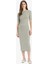 Bodycon Vücudu Saran Bisiklet Yaka Ribana Kısa Kollu Midi Elbise E6003AX25SP 1