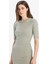 Bodycon Vücudu Saran Bisiklet Yaka Ribana Kısa Kollu Midi Elbise E6003AX25SP 5