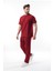 Bordo Önü Pileli Overfit Erkek Takım E7304 1