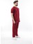 Bordo Önü Pileli Overfit Erkek Takım E7304 2