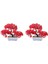 2 Adet Yapay Bitki Bonsai Plastik Küçük Ağaç Saksı, Kırmızı (Yurt Dışından) 1