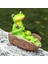 Kurbağa Heykeli Bahçesi - Reçine Bankta Mutlu Kurbağalar Figürleri (Yurt Dışından) 3