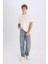 %100 Pamuk Baggy Fit Geniş Kalıp Normal Bel Geniş Paça Jean Yıkamalı Pantolon B3926AX25SP 2