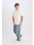 %100 Pamuk Baggy Fit Geniş Kalıp Normal Bel Geniş Paça Jean Yıkamalı Pantolon B3926AX25SP 5