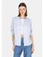 Regular Fit Shirt Neck Düz Kadın Mavi Uzun Kol Gömlek CL1073407 1
