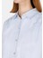 Regular Fit Shirt Neck Düz Kadın Mavi Uzun Kol Gömlek CL1073407 4
