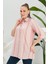 Sırt Baskı Detaylı Büyük Beden Pembe Gömlek 2