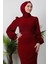 Lavin Krep Elbise Bordo 5
