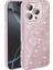 iPhone 16 Pro Max Kılıf Magsafe Şarj Özellikli Parlayan Simli Zore Okso Kapak - Pembe 1