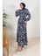 Virel Dokuma Viskon Elbise 1359 - Lacivert 1