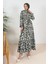 Virel Dokuma Viskon Elbise 1359 - Haki 2