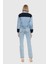 Balık Sırtı Yünlü Kumaş Garnili Crop Mavi Jean Ceket 3