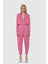 Metalik Düğmeli Crop Pembe Ceket 1