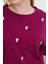 2150-11 Kalp Nakışlı Bisiklet Yaka Tişört Bordo 4
