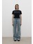Taş Işlemeli Beli Lastikli Denim Pantolon 1
