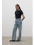 Taş Işlemeli Beli Lastikli Denim Pantolon 2