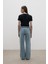Taş Işlemeli Beli Lastikli Denim Pantolon 3