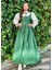 Zümrüt Yeşili Zarif Uzun Retro Elbise 1