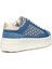 Kadın Mavi D Spherica Ecub - 2 B - Em.te + Su Bağcıklı Desenli Kalın Tabanlı Deri Sneaker D55WVC0CK22C4005 4