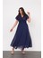 Pul Payet Garnili Maxi Elbise Lacivert 3