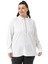 Büyük Beden Yakası ve Önü Pul Payetli Fermuarlı Katlamalı Kollu Beyaz Gömlek 1