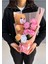 Sevgiliye Yapay Çiçek Buketi 25cm Kahverengi Ayıcıklı Peluş Buket Çiçek Buketi Sevgiliye Çiçek Kız 3
